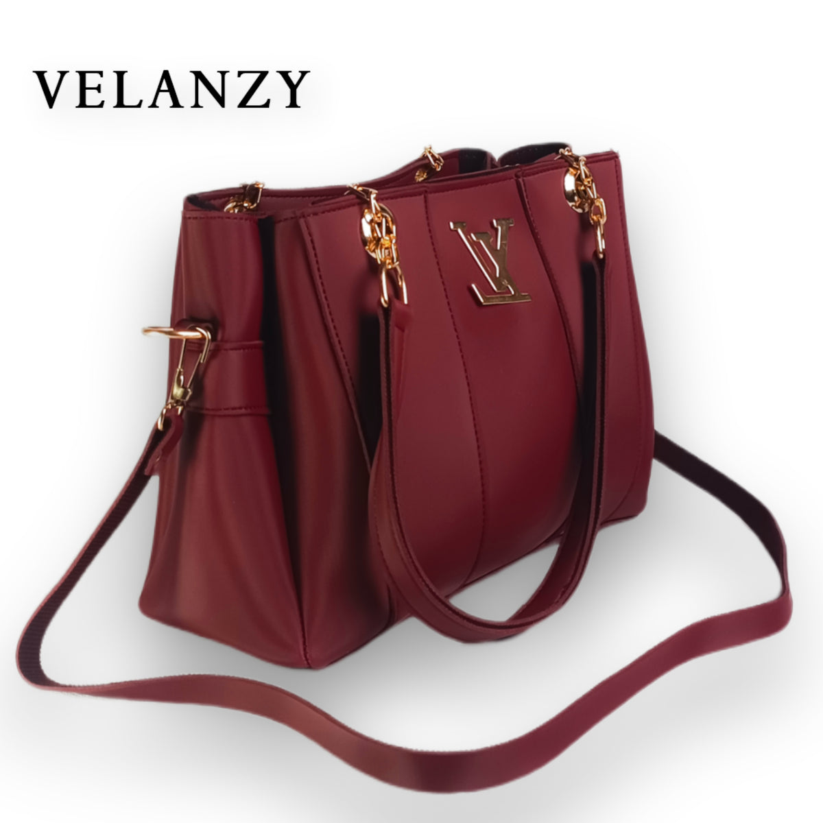 Velanzy Signature Tote – Burgundy Royale