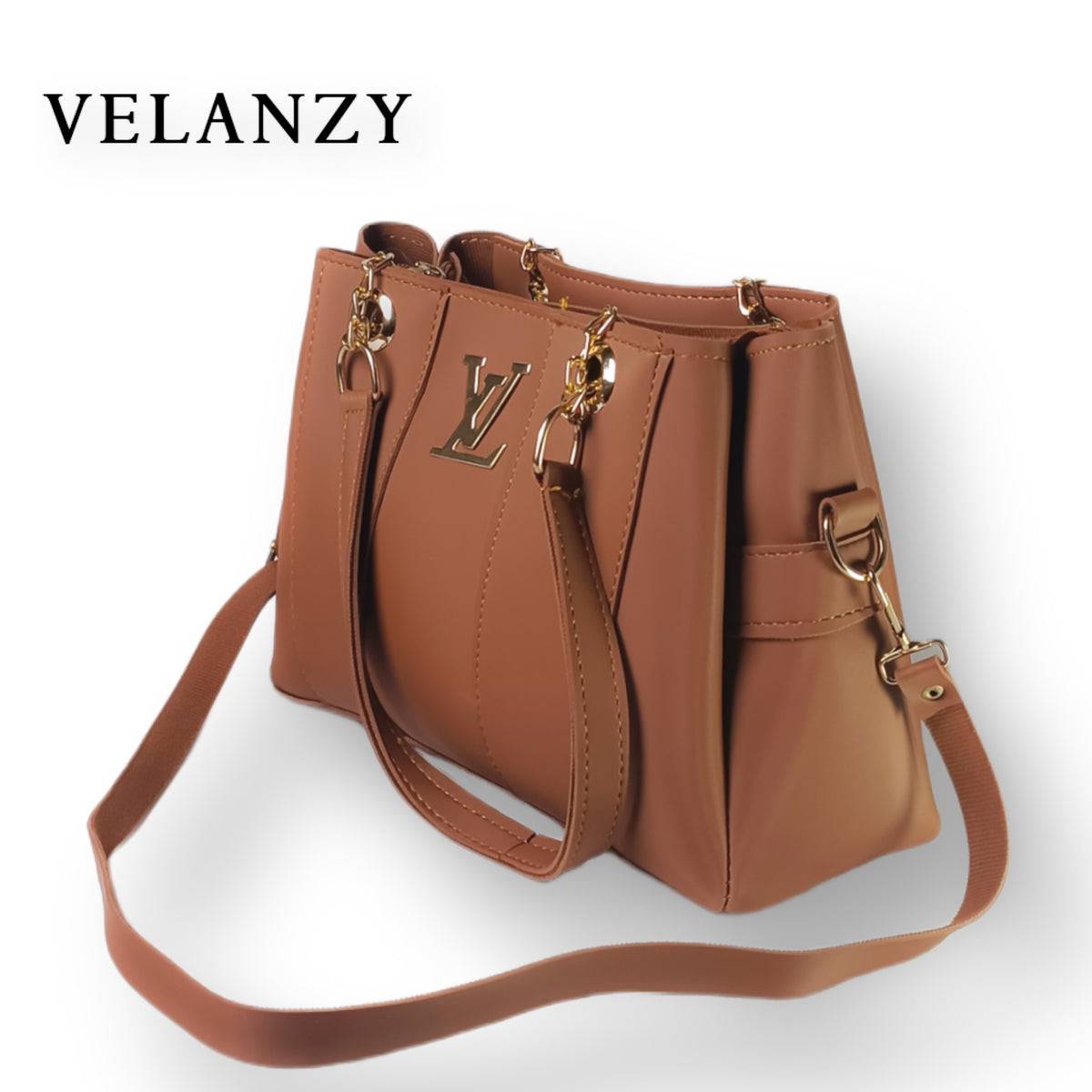 Velanzy Signature Tote – Camel Tan Luxe