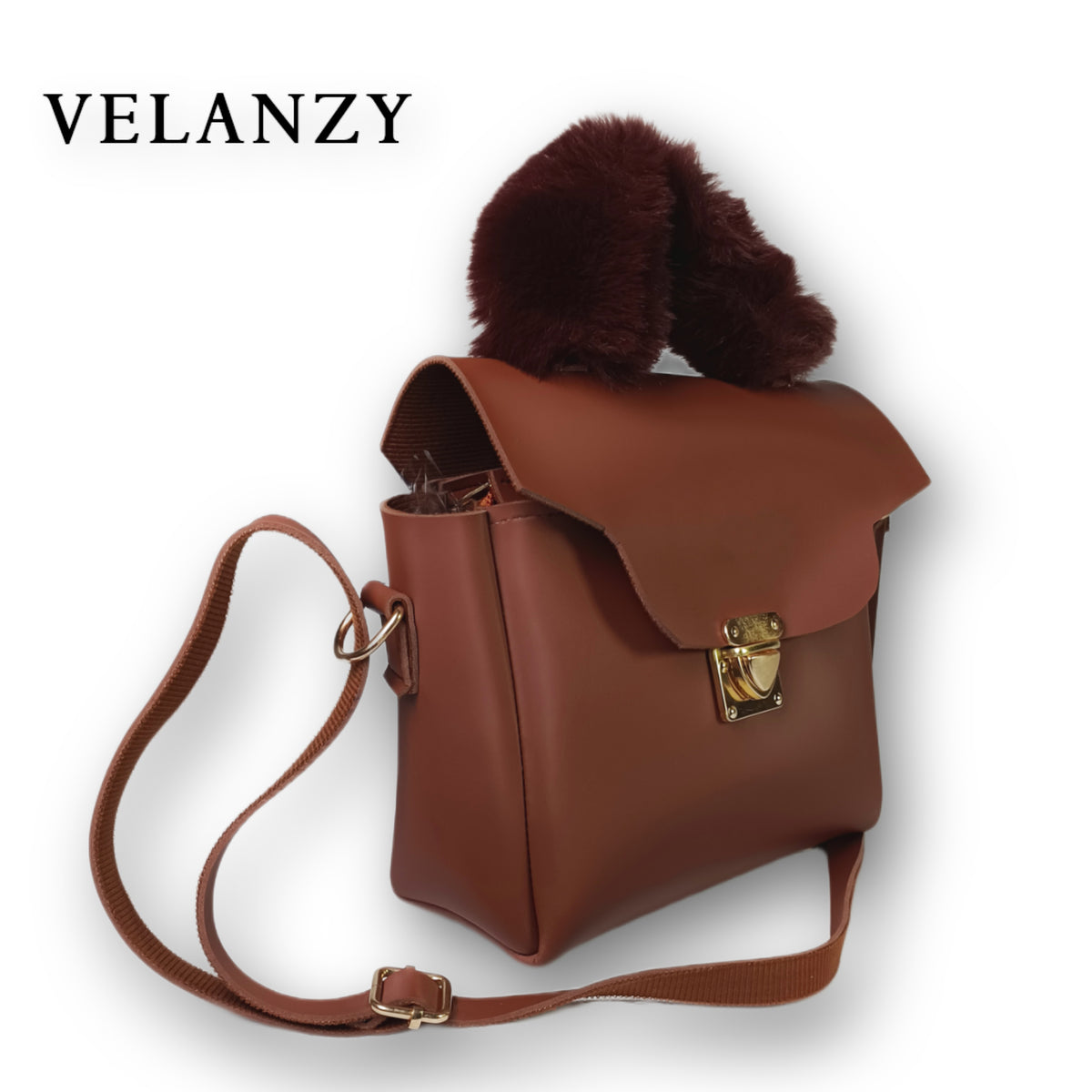 👜 Velanzy Luxe Satchel – Mocha Brown Velvet